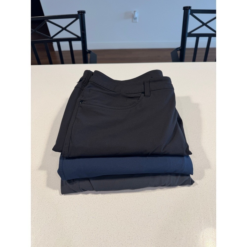 Lululemon Pants Lot Mens 36 Black Gray Blue Excellent Stretch 3 Pair - Picture 3 of 14